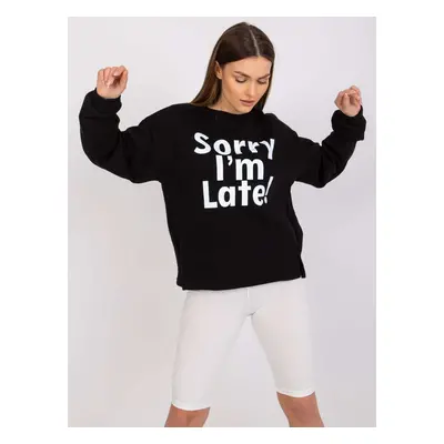 Černá mikina Francisco s nápisem "Sorry I´m late" -EM-BL-U624.99-black