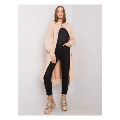 Béžová dlouhá mikina na zip -FA-BL-6319.38P-beige