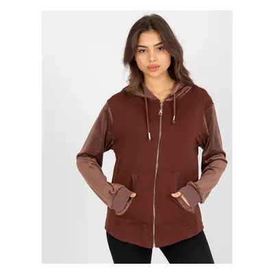 Hnědá mikina na zip FA-BL-8066.79-brown