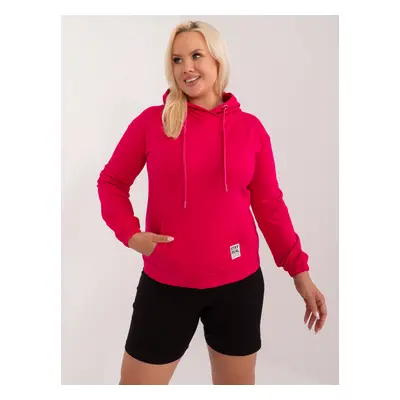 Tmavě růžová mikina s kapucí -RV-BL-8655-1.13X-fuchsia