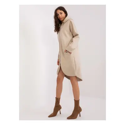 Béžová dlouhá mikina na zip -RV-BL-4858-1.99P-beige