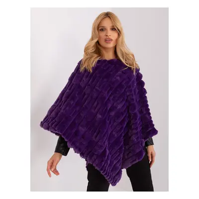 Tmavě fialové kožešinové teplé pončo -AT-PN-2347.68-dark purple