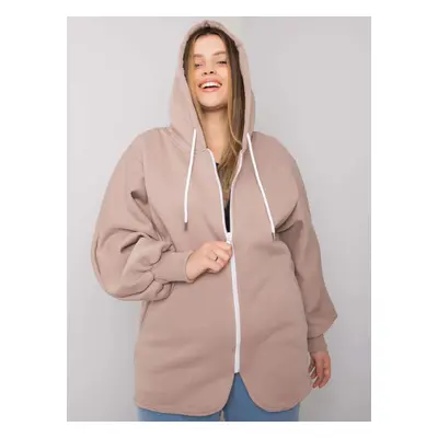 Béžová dámská mikina na zip s kapucí RV-BL-7282.22P-beige