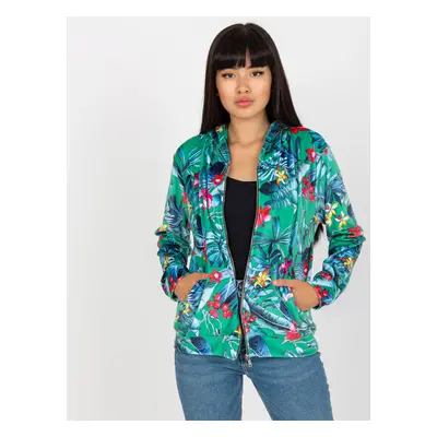 Zelená bomber mikina s tropickým vzorem RV-BL-8120.69P-green