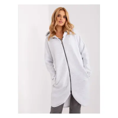 Světle šedá dlouhá mikina na zip RV-BL-4858-1.99P-light grey