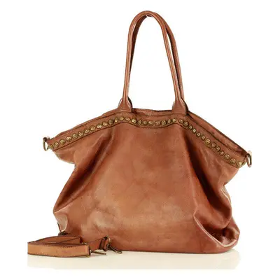 Marco Mazzini Camel dámská shopper kožená kabelka v95c