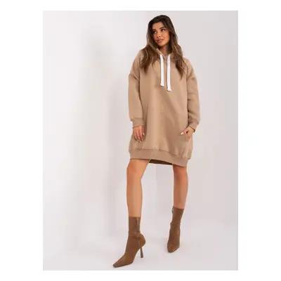 TMAVĚ BÉŽOVÁ DLOUHÁ MIKINA EM-BL-704.99P-DARK BEIGE