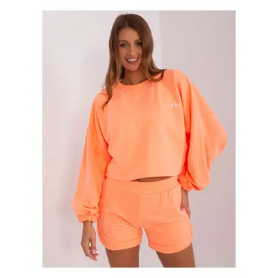 Neonově oranžový komplet crop mikiny a kraťasů EM-KMPL-817.95P-fluo orange