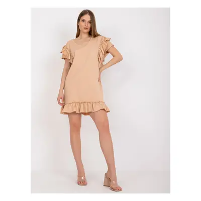 Béžové šaty s volánky FA-SK-7017.72P-beige