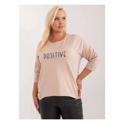 Béžové tričko s nápisem POSITIVE RV-BZ-9458.39-beige