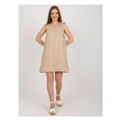 Béžové volné minišaty bez rukávů TW-SK-BI-89923.29-beige