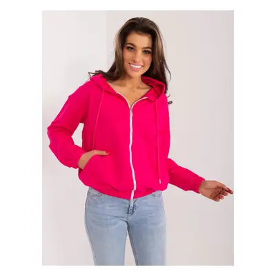 Tmavě růžová mikina na zip -RV-BL-8855.20-fuchsia