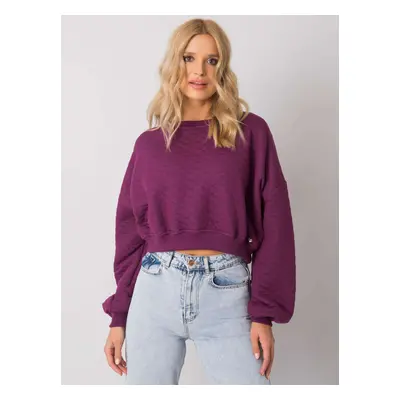 Tmavě fialová dámská crop mikina RV-BL-7450.64-purple