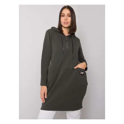 Khaki oversize tunika Kierra s kapucí a zipem RV-TU-7238.36-khaki