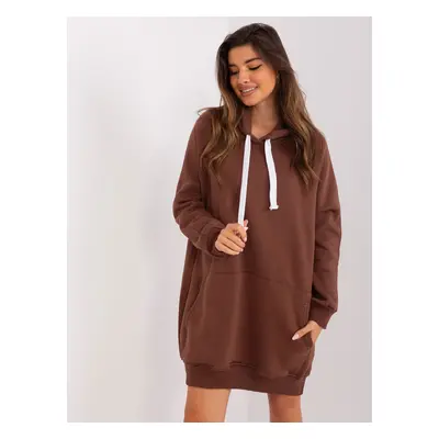 HNĚDÁ DLOUHÁ MIKINA EM-BL-704.99P-BROWN