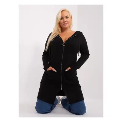 Černý delší svetr na zip s kapsami PM-SW-PM-3733.17-black