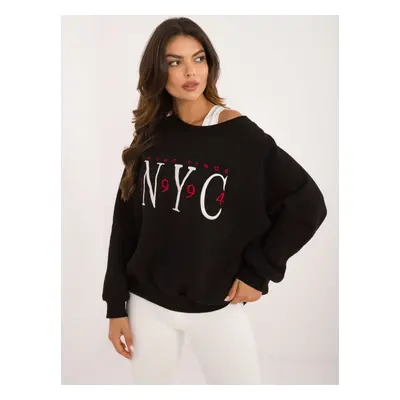 ČERNÁ MIKINA S VÝŠIVKOU NYC EM-BL-857.88-BLACK