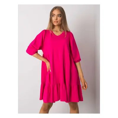 Růžové dámské volné šaty RV-SK-7248.09P-fuchsia