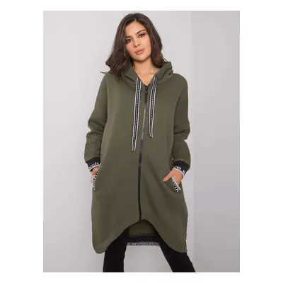 Khaki dámská dlouhá mikina na zip RV-BL-6832.10-khaki