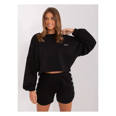 Černá krátká souprava šortek a crop mikiny EM-KMPL-817.95P-black