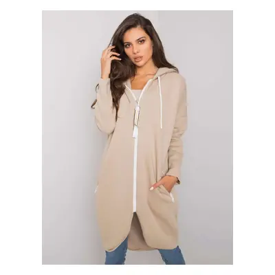 Béžová dámská dlouhá mikina na zip RV-BL-4742.20P-beige