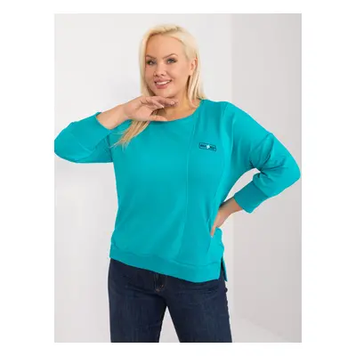 Tyrkysová volná basic mikina -RV-BZ-9353.25-turquoise