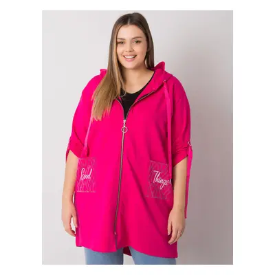 Tmavě růžová dámská mikina na zip s kapsami RV-BL-6795.84-fuchsia