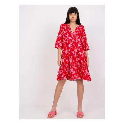 Červené oversize midi košilové šaty D73771M30214C-red