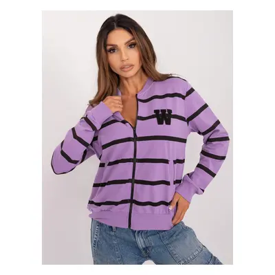 Fialová pruhovaná mikina na zip RV-BL-8870.93-light purple