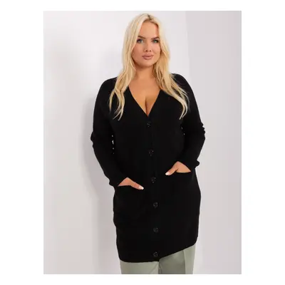 Černý svetr na knoflíky s kapsami PM-SW-PM-3732.10-black