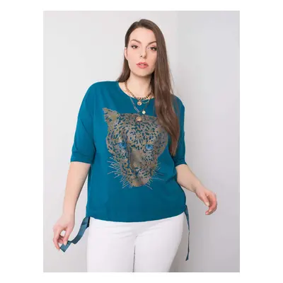 Modrá halenka s potiskem leoparda -RV-BZ-6375.09P-blue