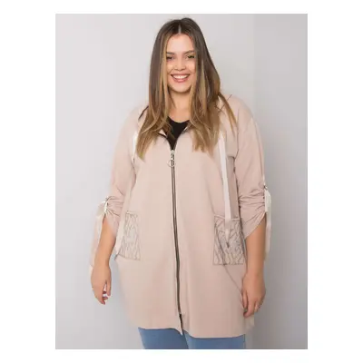 Béžová dámská mikina na zip s kapsami RV-BL-6795.84-beige