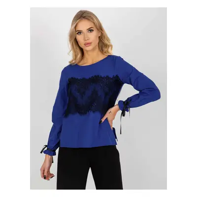 TMAVĚ MODRÁ HALENKA S KRAJKOU A VÁZÁNÍM -LK-BZ-506877.15X-DARK BLUE