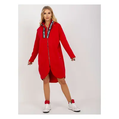 Červené mikinové šaty na zip -RV-BL-6683.00P-red