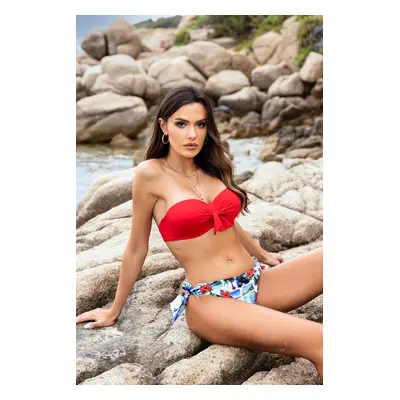 Červené vzorované push-up bikiny Aruba -38/W kolor 721