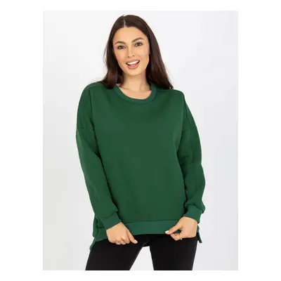 Tmavě zelená volná basic mikina -RV-BL-8261.51-dark green