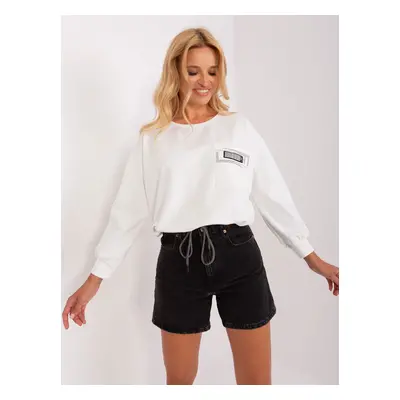 Smetanová crop top mikina RV-BZ-8156.85-ecru