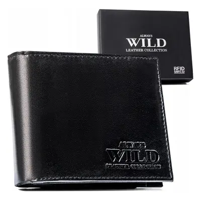 ALWAYS WILD ČERNÁ ELEGANTNÍ KOŽENÁ PENĚŽENKA BEZ ZAPÍNÁNÍ A252 N992-P-GCL