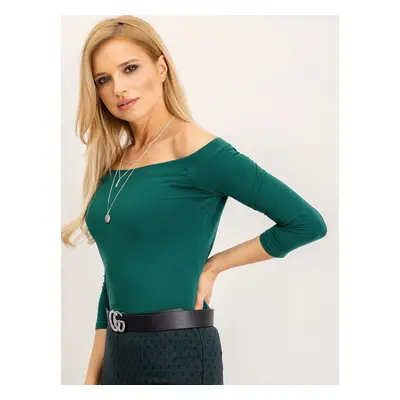 DÁMSKÝ ZELENÝ TOP S ODHALENÝMI RAMENY RV-BZ-4692.05X-DARK GREEN