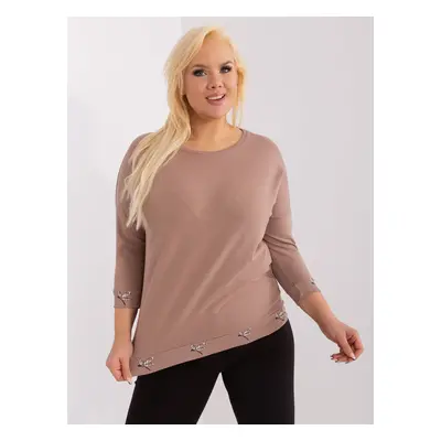 Tmavě béžová halenka s 3/4 rukávem RV-BZ-9135.47-dark beige