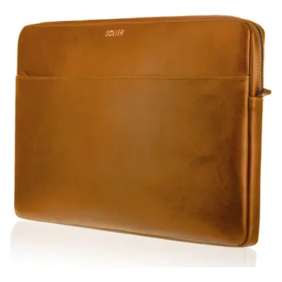 SOLIER hnědé kožené pouzdro na notebook SL03 SA24 13CALI CAMEL)