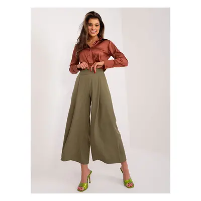 Khaki široké elegantní kalhoty DHJ-SP-7723.09-khaki