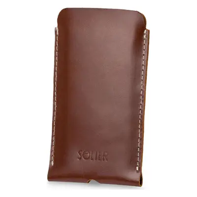 SOLIER Hnědé kožené pouzdro na telefon Iphone 11 (ETUI NA IPHONE 11 SA58 BROWN)