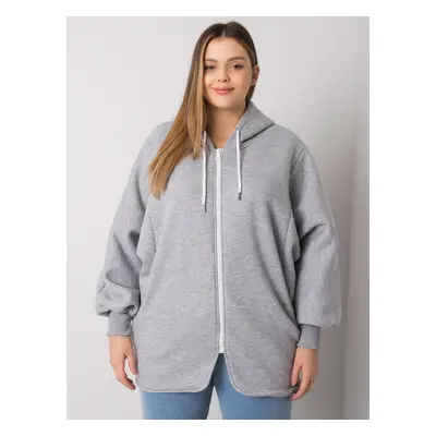 Světle šedá dámská mikina na zip s kapucí RV-BL-7282.22P-gray