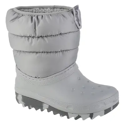 Šedé dětské sněhule Crocs Classic Neo Puff Boot Kids 207684-007