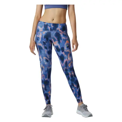 Modré vzorované dámské legíny New Balance Printed Impact Run Tight WP21274NSY