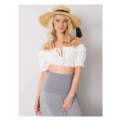 Bílý dámský crop top volány -TW-TP-BI-26718.46-white