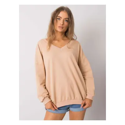 Béžová mikina s výstřihem do V Lilyana FA-BL-7302.83P-beige