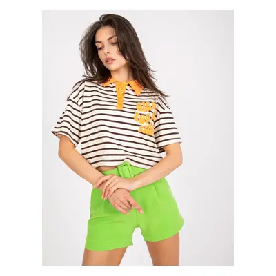 Hnědo-žlutý polo crop top "Girl... You got this" -FA-BZ-7785.91P