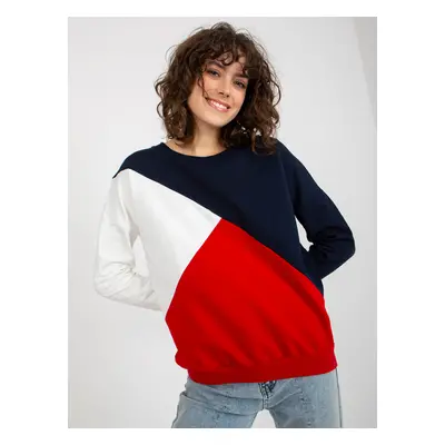 Colorblock mikina - bílá/modrá/červená RV-BL-8463.41P